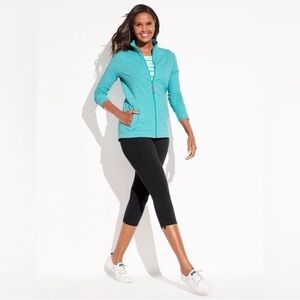 T by Talbots Cozy Crush Terry Mockneck Jacket in turquoise XL NWT